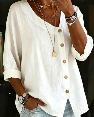 Skjorta Asymmetrisk Knäppning Enfärgad Knäppning Framtill