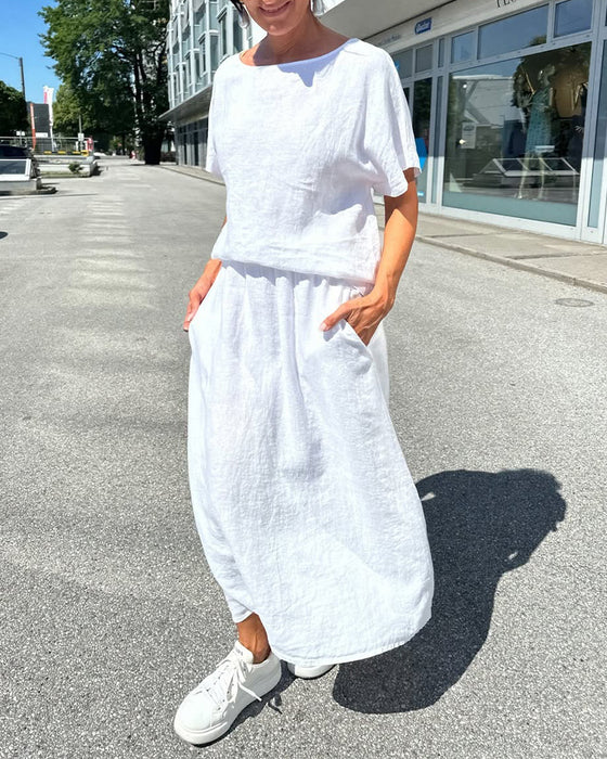 Set Enfärgad Bomull Och Linne Casual