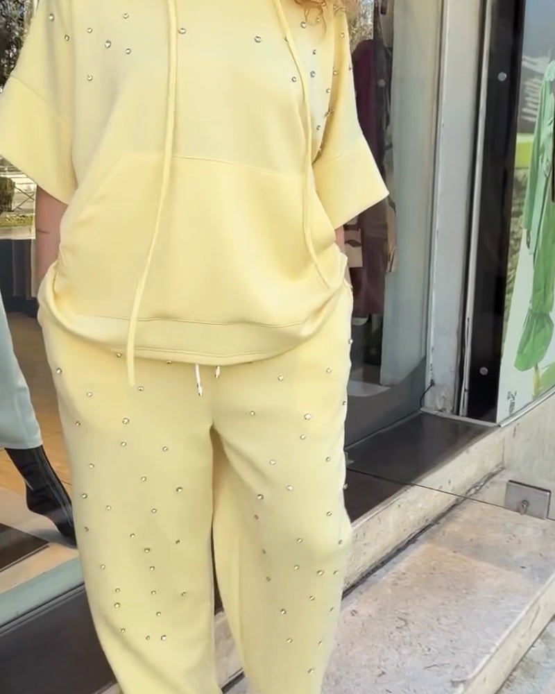 Set Med Huva Pärldetaljer Avslappnad