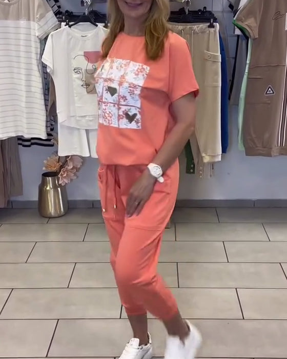 Set Vardagliga Mönstrade Korta Byxor