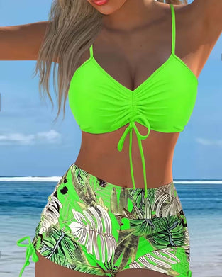 Bikini Halsrem Väst Tropisk Blad