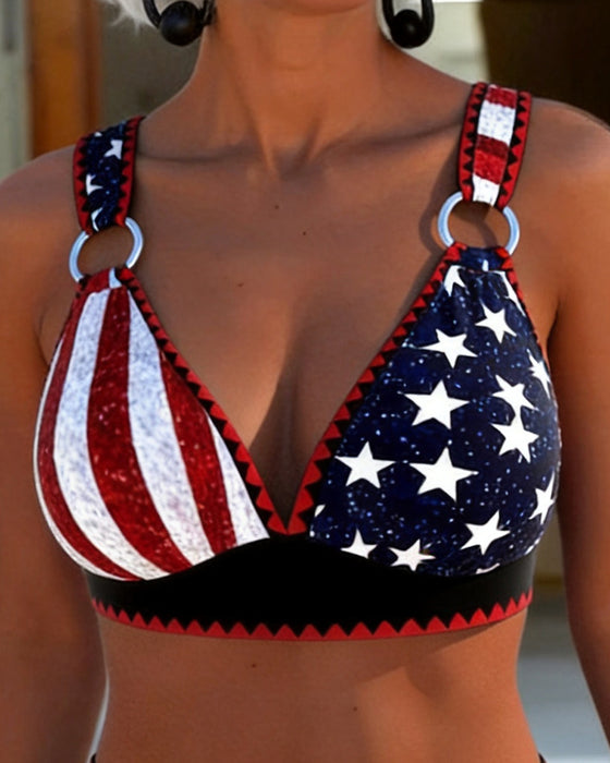 Bikini Hög Midja Tryckt