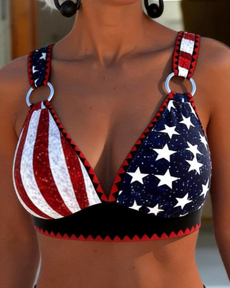 Bikini Hög Midja Tryckt