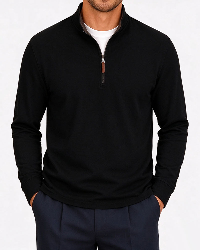 Herrsweatshirt Halv-Zip Ståkrage Långärmad