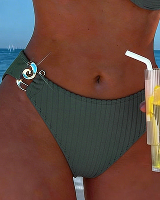 Bikini Vertikalt Mönster Metall Spänne Splitt