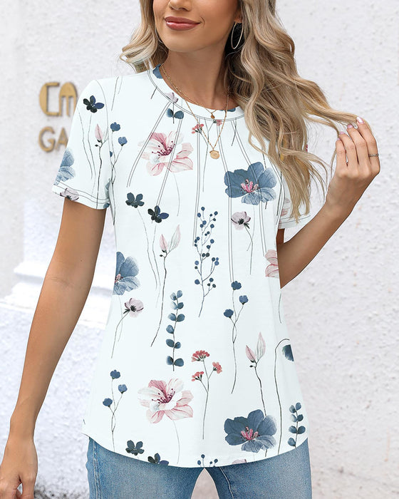 T-Shirt Rund Hals Allmatch Tryckt