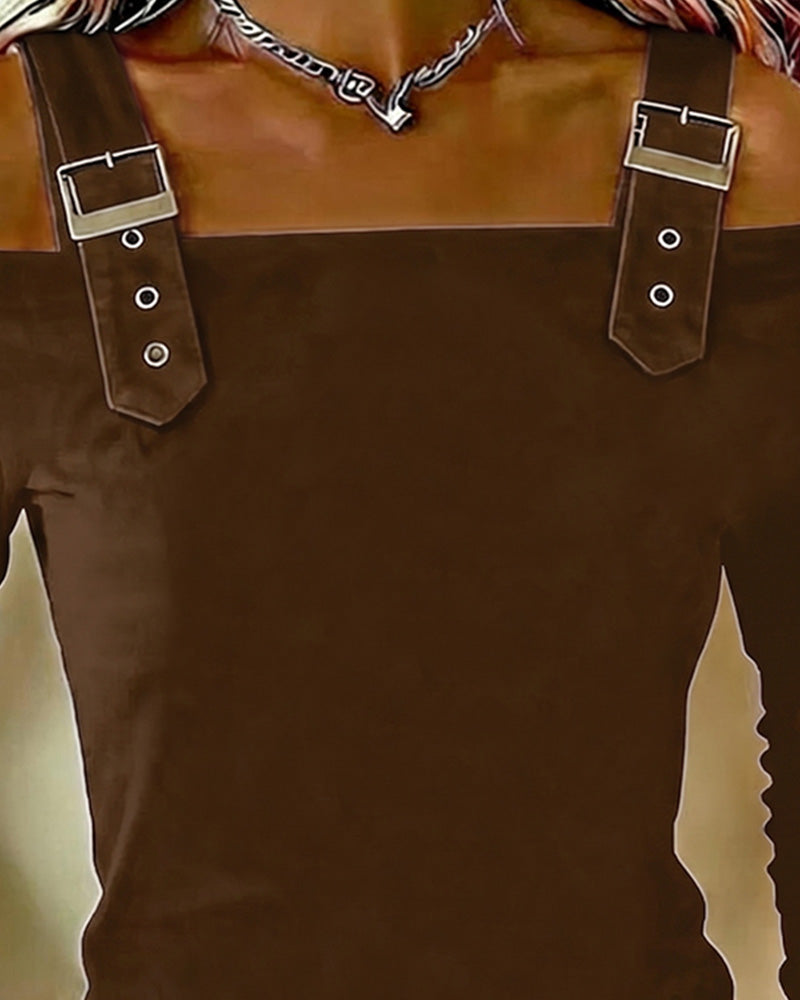 Topp Lång Ärm Off-Shoulder Kamisol