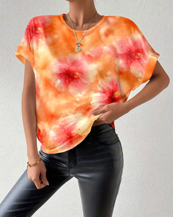 T-shirt Rundhalsad Tie-Dye Stor Blomma