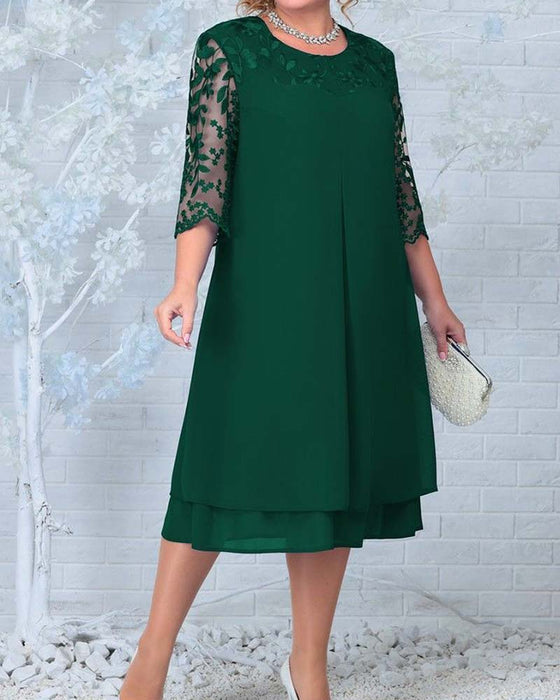 Klänning avslappnad lös broderad chiffong