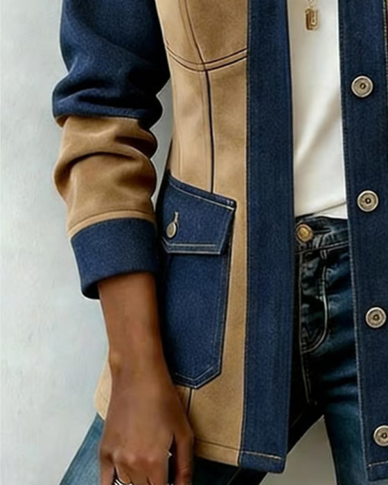 Kappa Huvförsedd Dragkedja Ficka Denim Panel