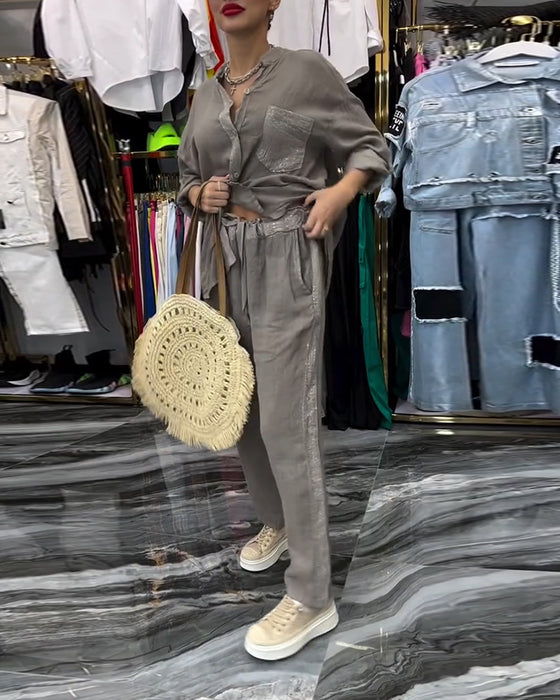 Kostym Ståkrage Ficka Avslappnad