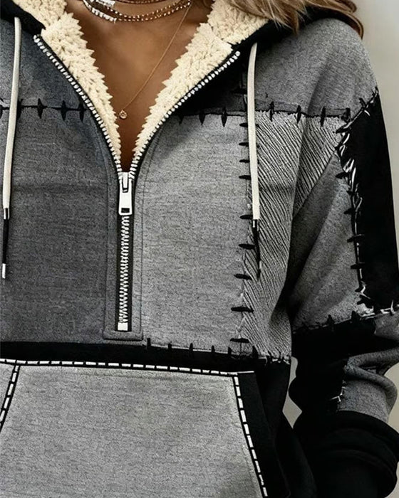 Hoodie Med Halvblås Och Ficka