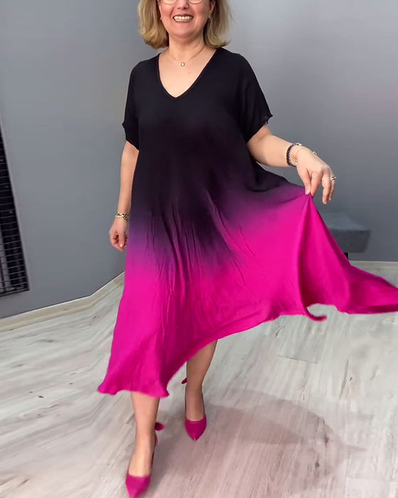 Casual veckad ombre klänning