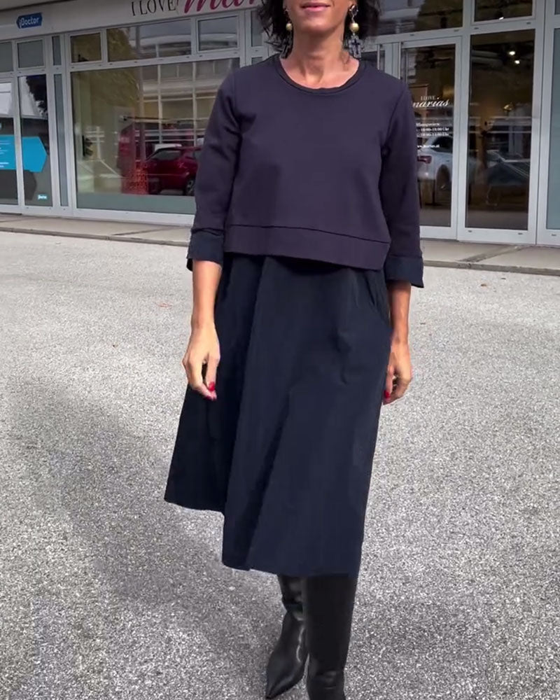 Klänning Rund Halsringning Lapparbete Modern