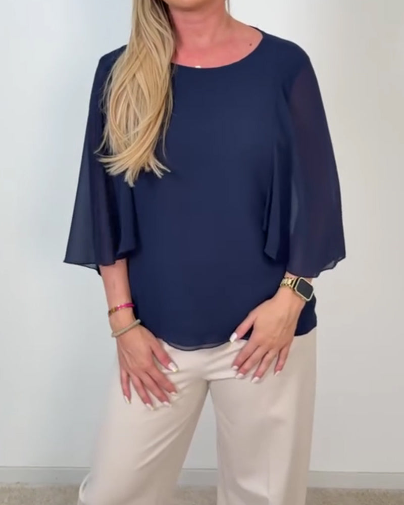 Blus Klockärm Rundhals