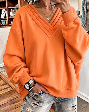 Sweatshirt Dubbel Lager V-Hals Drop Axel Lös
