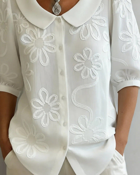 Blus Blommönster Kortärmad