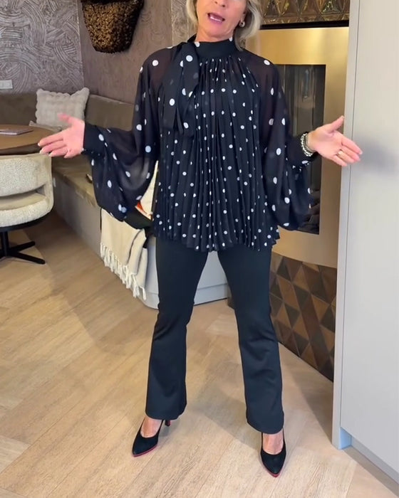 Långärmad Blus Med Ballongärmar Och Band