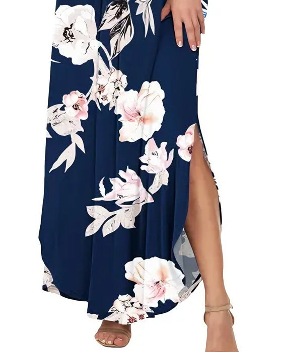 Klänning Elegant Bläcktvätt Blommig Maxi