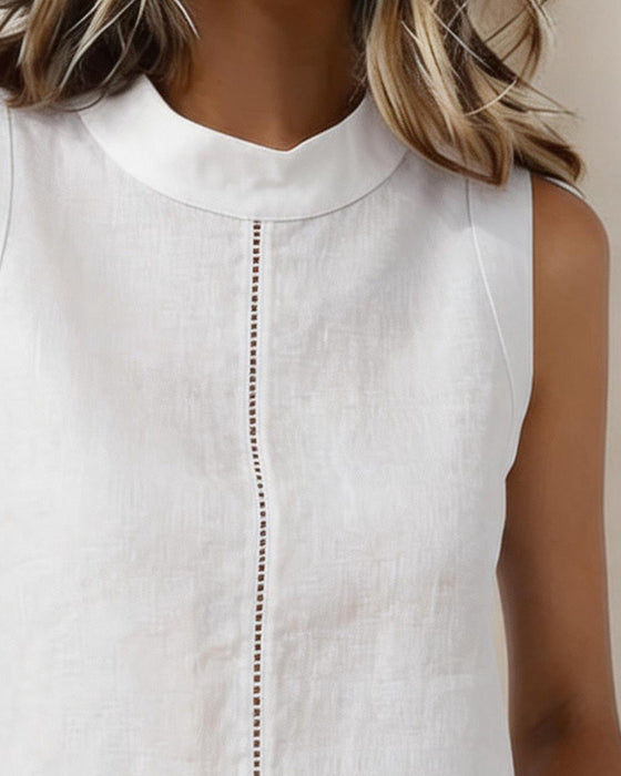 Tank Tops Ärmlös Utskärning Solid