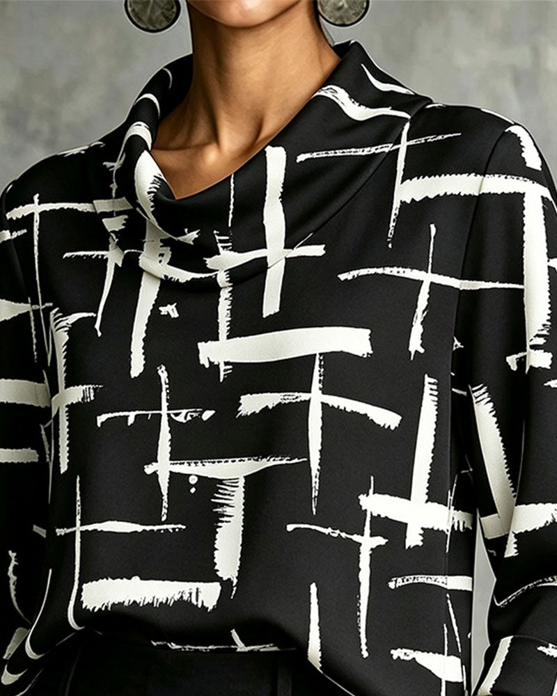 Blus Mock Cowl Neck Kors Mönster