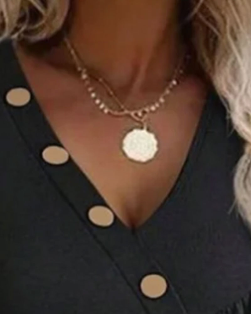 Klänning Skevn Spett Dekorativ Knapp Ärmelös