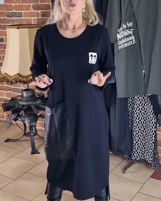 Klänning Lös Plusstorlek Pu-Paneler