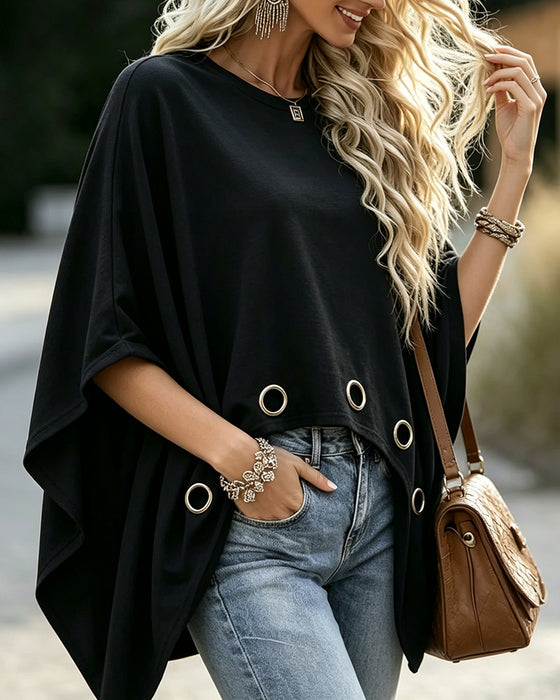 Topp Metallring Fåll Loose Fit Cape