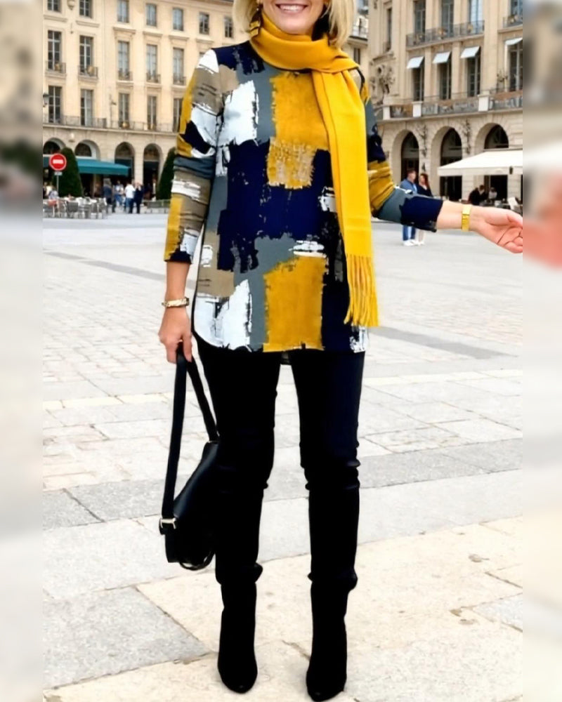 Modell T-Tröja Med Långa Ärmar Och Tryck