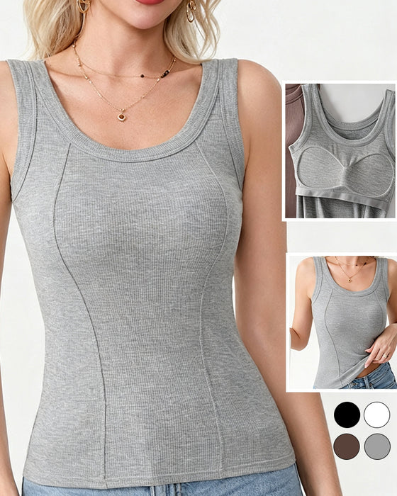 Cami‑Topp Solid Färg Med Inbyggd Bh