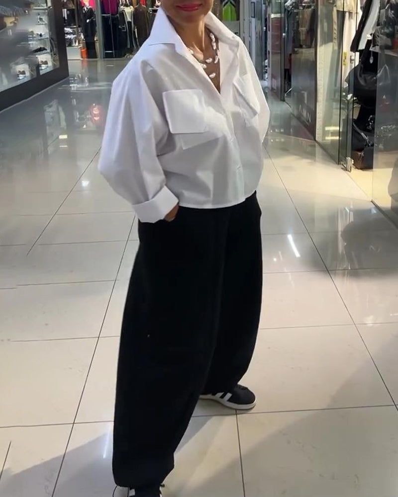 Skjorta Stilfull Enfärgad Fickdesign