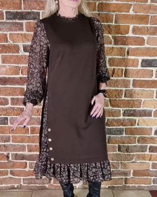 Klänning Med Rund Hals Fejk Tvådelad