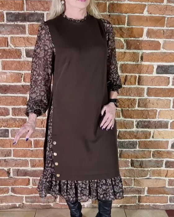 Klänning Med Rund Hals Fejk Tvådelad