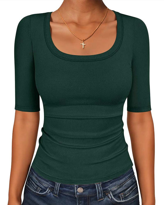 T-Shirt Slim Fit U-Hals Halvärm