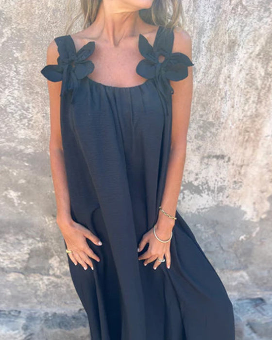 Klänning Ärmfri Enfärgade Trendig Lång