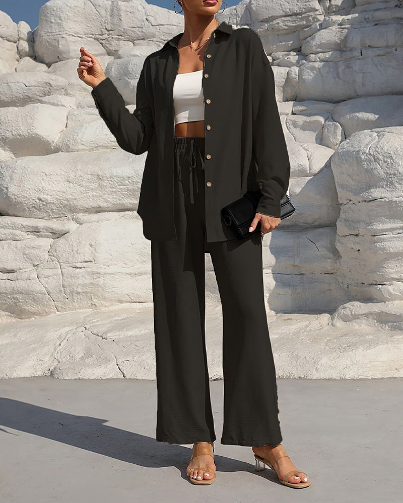 Set Lång Ärm Casual Solid