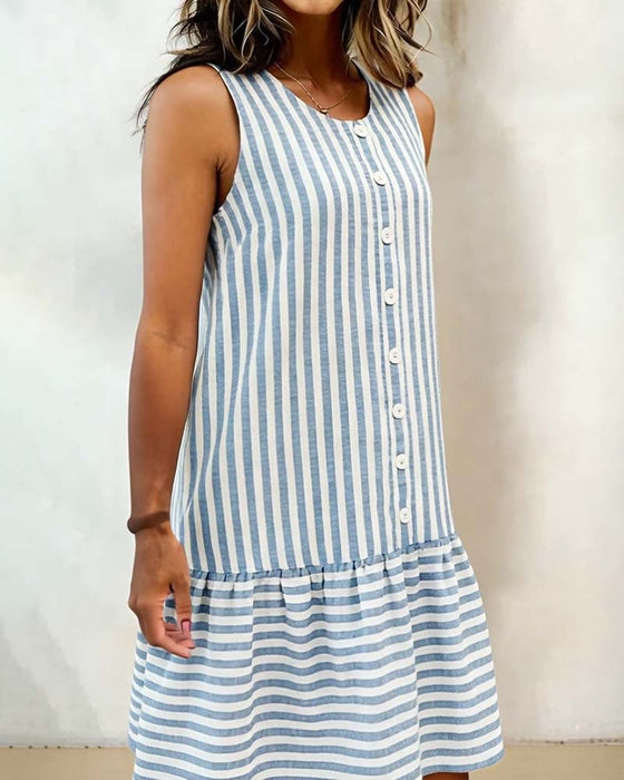 Dress Ärmlös Randig A-linje