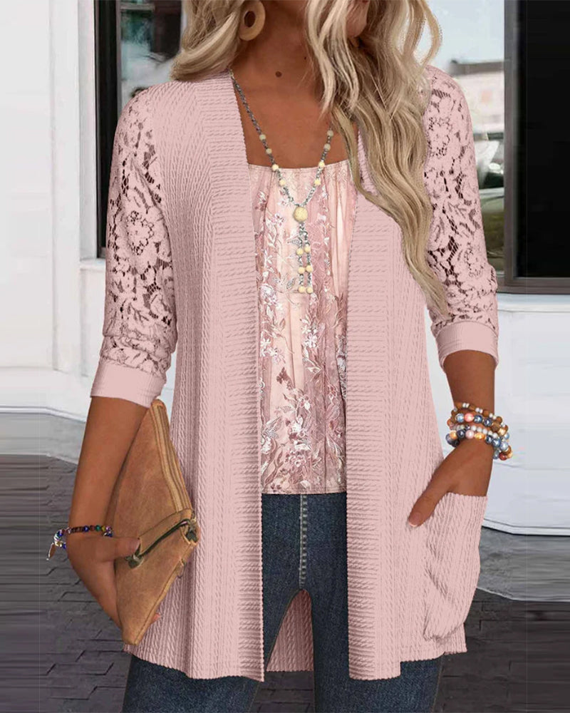 Topp Med Faux Tvådelad Look Och Lappverk