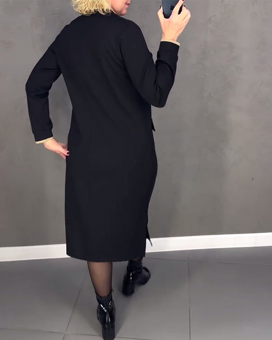 Klänning stativ krage kontrast dragkedja shift