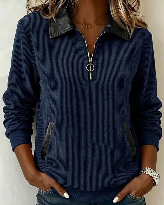 Sweatshirt Slag Dragkedja Lång Ärm