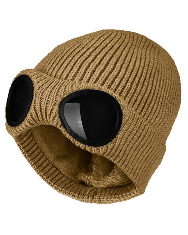 Unisex Enfärgad Goggle-lins Designad Beanie Mössa