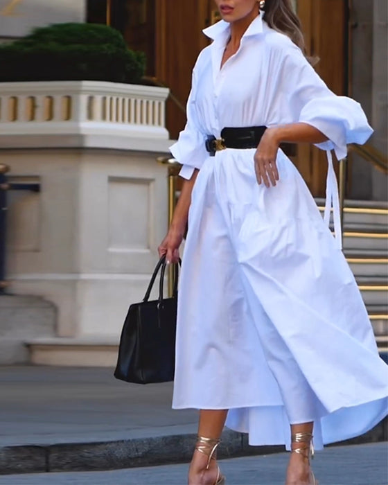 Enfärgad lös och hel casual klänning