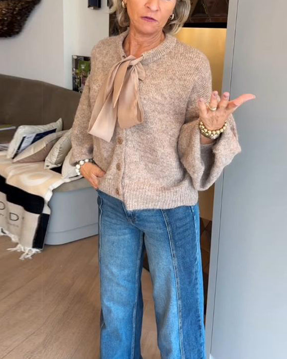 Cardigan Kappa Med Elegant Stil, Lantärnsleeve Design