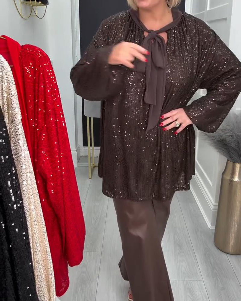 Enfärgad Lösittande Blus Med Lyktärmar