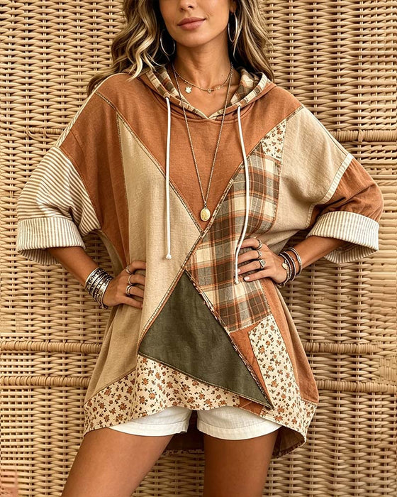 Hoodie Ruta Rand Blommig Patchwork