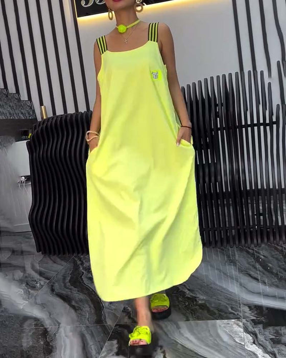 Klänning Med Spliced Hängslen Lös