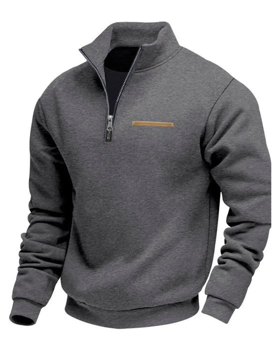 Sweatshirt Enfärgad Ståkrage Dragkedja