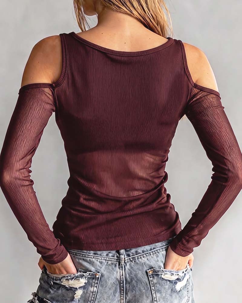 Blus Kors Och Tvärs V-Hals Off-Shoulder