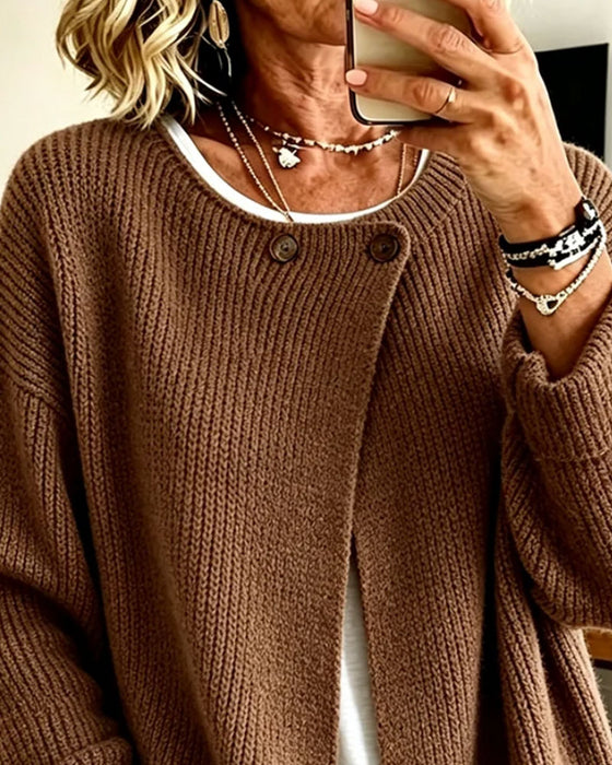 Cardigan Enfärgad Långärmad