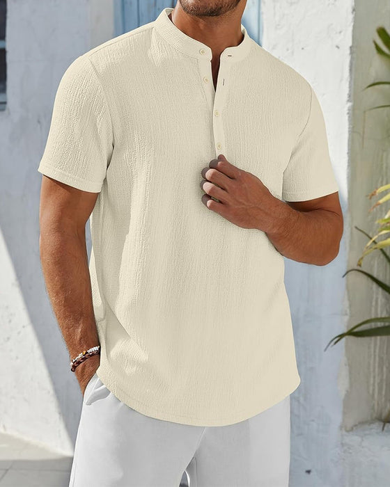 Skjorta Enfärgad Lös Henley